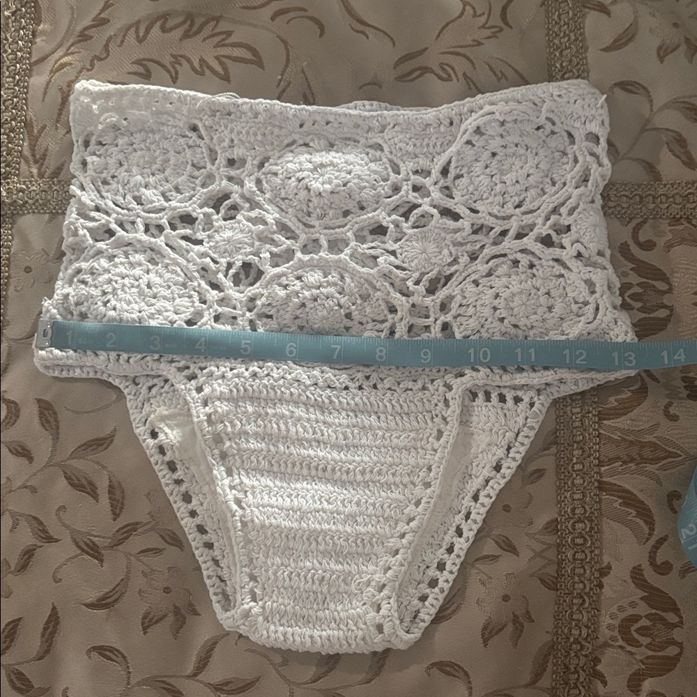 White Crochet High-Waisted Bikini Bottom - Picture 7 of 7